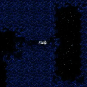 spaceship traveling through a nook