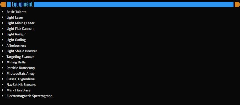 Our current equipment screen