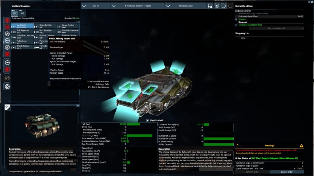 This is X4's equipment screen