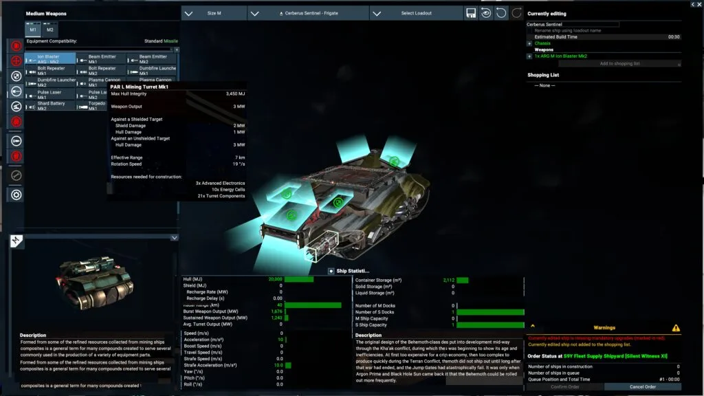 This is X4's equipment screen