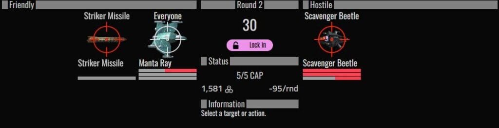 Striker Missile, fired at a Scavenger Beetle