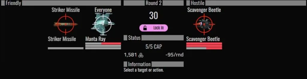 Striker Missile, fired at a Scavenger Beetle